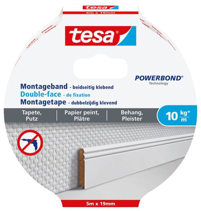 tesa Montagetape Wit 19 mm (B) x 5 m (L)