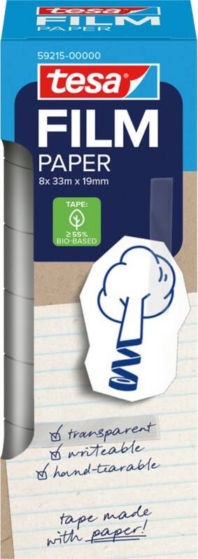 tesa Plakband tesafilm 59215 Transparant 19 mm (B) x 33 m (L) Papier 8 Stuks