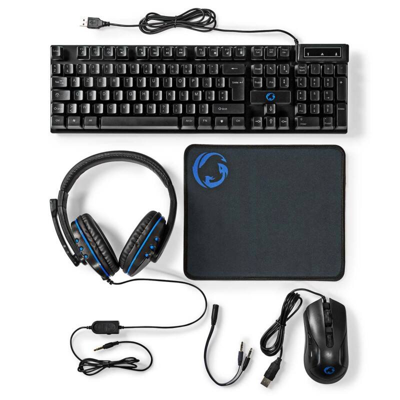 Nedis Gaming-starterkit Bedraad AZERTY (FR) Zwart GCK51110BKFR