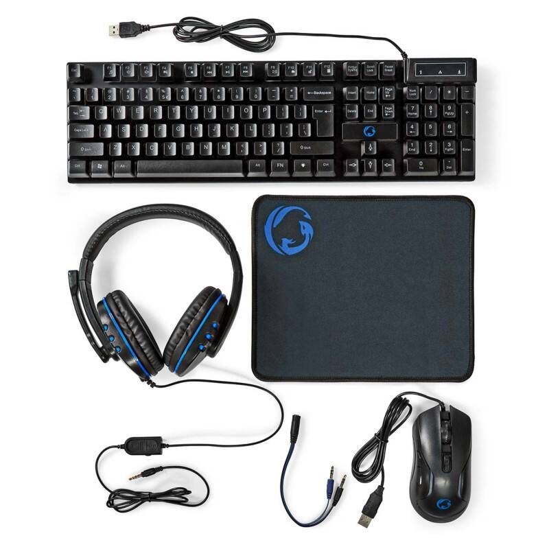 Nedis Gaming-starterkit Bedraad QWERTY (VS) Internationaal Zwart GCK51110BKUS