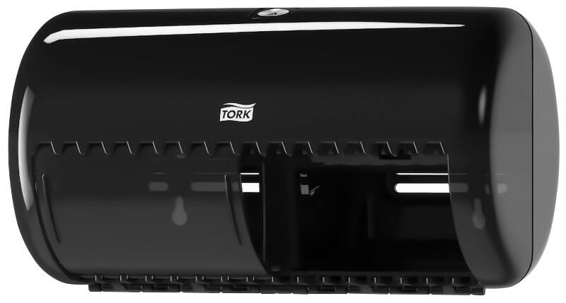 Tork Twin Vertical T4 Toiletpapierdispenser Kunststof Afsluitbaar Handmatig Zwart