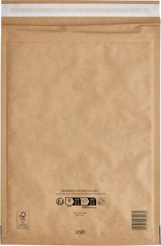 Mail Lite Gevoerde enveloppen G/4 Goud Zonder venster Kleefstrip 100 Stuks
