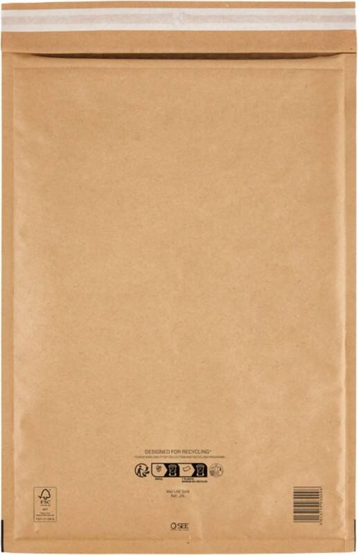 Mail Lite Gevoerde enveloppen J/6 Goud Zonder venster Kleefstrip 100 Stuks