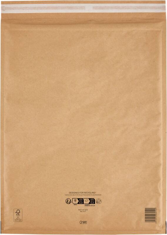 Mail Lite Gevoerde enveloppen K/7 Goud Zonder venster Kleefstrip 100 Stuks