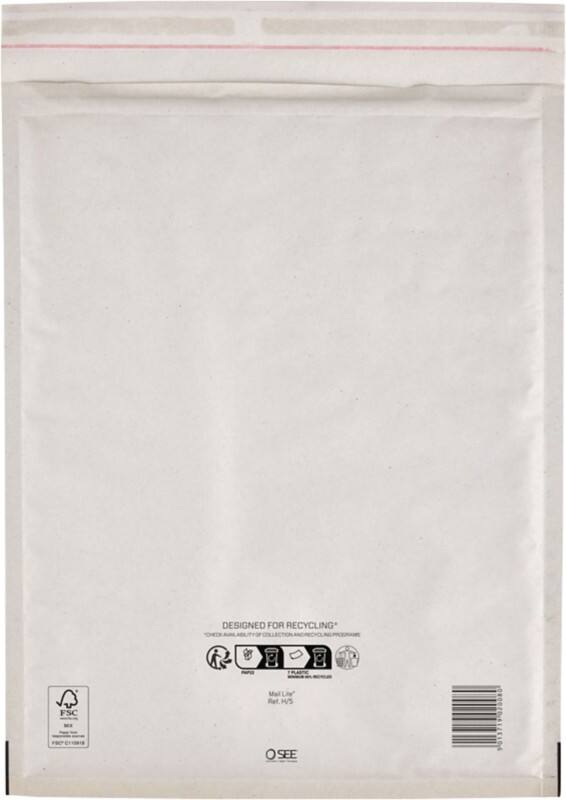 Mail Lite Gevoerde enveloppen H/5 Wit Zonder venster Kleefstrip 100 Stuks