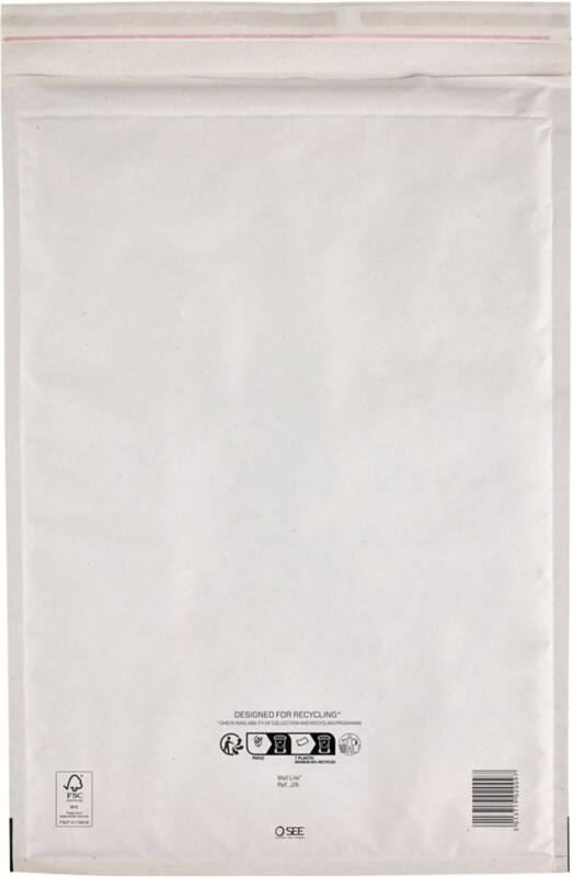 Mail Lite Gevoerde enveloppen J/6 Wit Zonder venster Kleefstrip 100 Stuks