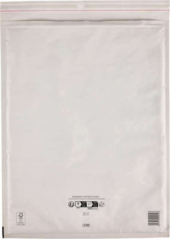 Mail Lite Gevoerde enveloppen K/7 Wit Zonder venster Kleefstrip 100 Stuks