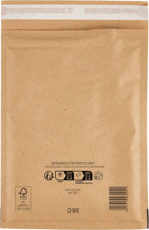Mail Lite Gevoerde enveloppen D/1 Goud Zonder venster Kleefstrip 200 Stuks