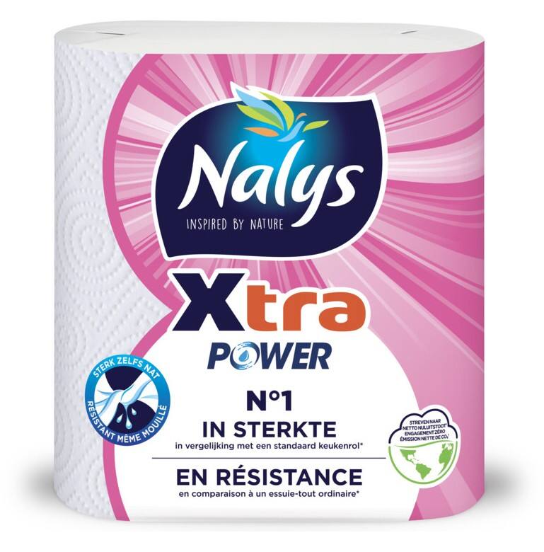 Nalys Xtra Power Keukenrol 2-laags 422583 2 Rollen à 45 Vellen