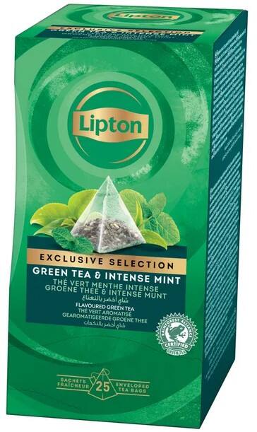 Lipton Exclusive Selection Kruiden Groene thee Zakjes Munt 25 Stuks à 2 g