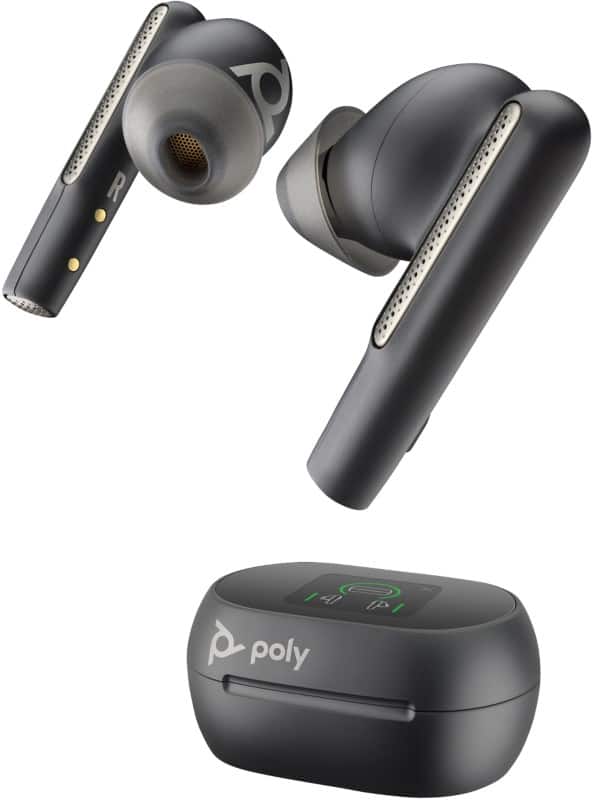 poly Voyager Free 60 UC MBT700 Oordopjes USB-A-adapter Oplaadetui met touchscreen Draadloos In-ear Noise-cancelling Zwart