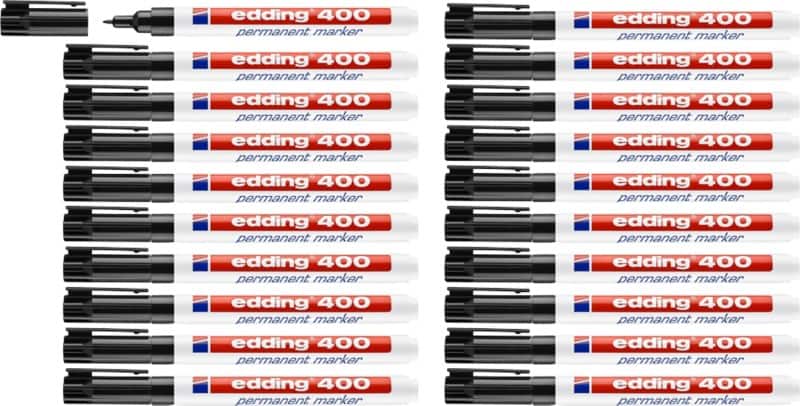 edding 400 Permanentmarker Fijn Ronde punt 1 mm Zwart Navulbaar Waterbestendig 16 + 4 gratis