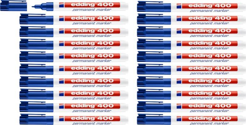 edding 400 Permanentmarker Fijn Ronde punt 1 mm Blauw Navulbaar Waterbestendig 16 + 4 gratis