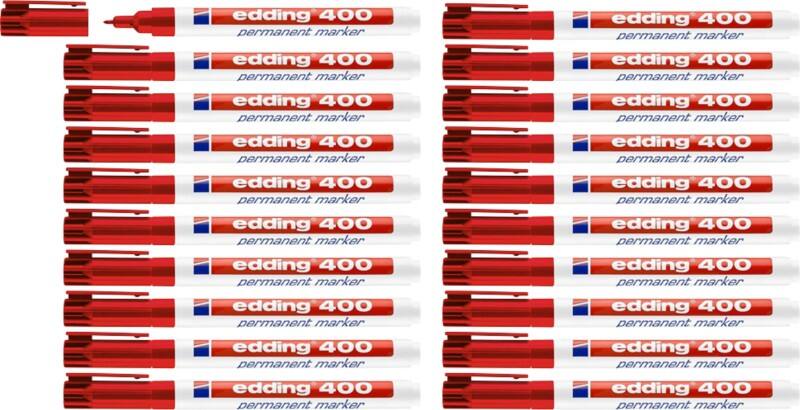 edding 400 Permanentmarker Fijn Ronde punt 1 mm Rood Navulbaar Waterbestendig 16 + 4 gratis
