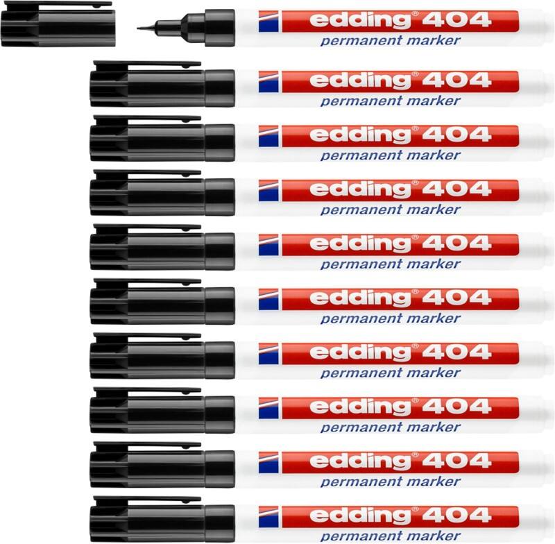 edding 404 Permanentmarker Extra fijn Ronde punt 0,75 mm Zwart Waterbestendig 8 + 2 gratis