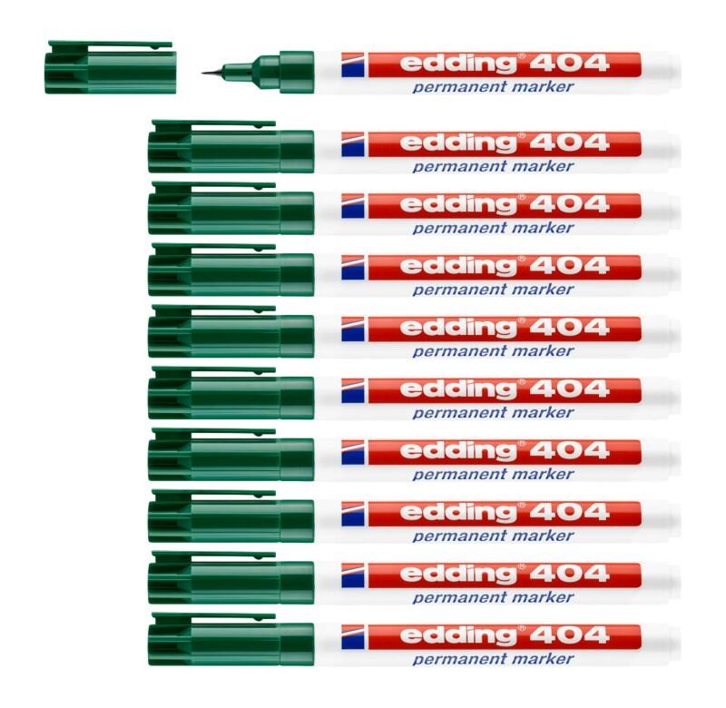 edding 404 Permanentmarker Extra fijn Ronde punt 0,75 mm Groen Waterbestendig 8 + 2 gratis