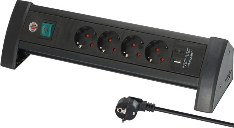 brennenstuhl Premium Office-Line Stekkerdoos 4 Stopcontacten met 1 x USB-A & 1 x USB-C Power Delivery 1,8 m Zwart