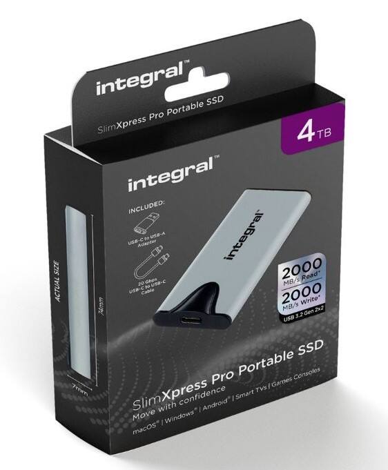 Integral SSD 4 TB USB 3.2 (Gen 2) Zilver INSSD4TPORT3.2SLIMXS