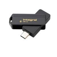 Integral USB-stick 256 GB USB Type-C Goud, zwart