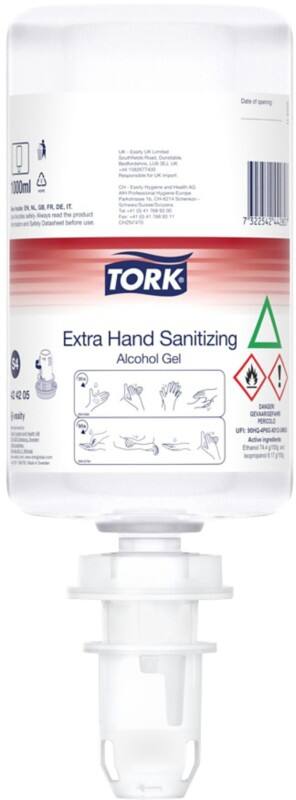 Tork S4 Navulling voor handdesinfectiemiddel Gel Antibacterieel 6 Flessen à 1000 ml