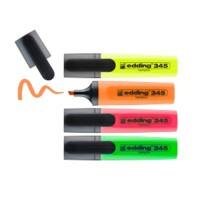 edding 345 Tekstmarker Kleurenassortiment Breed Beitelpunt 2 - 5 mm Navulbaar 4 Stuks