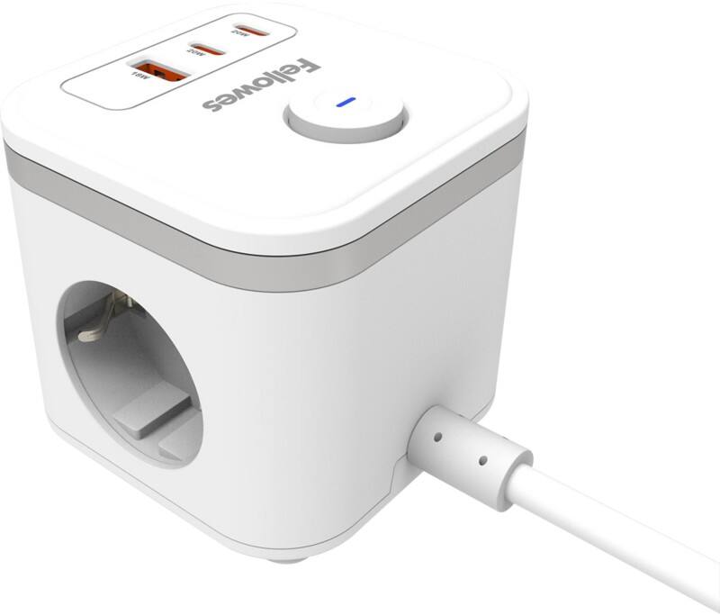 Fellowes Stekkerdoos USB-A & USB-C 3-way 2 m Wit