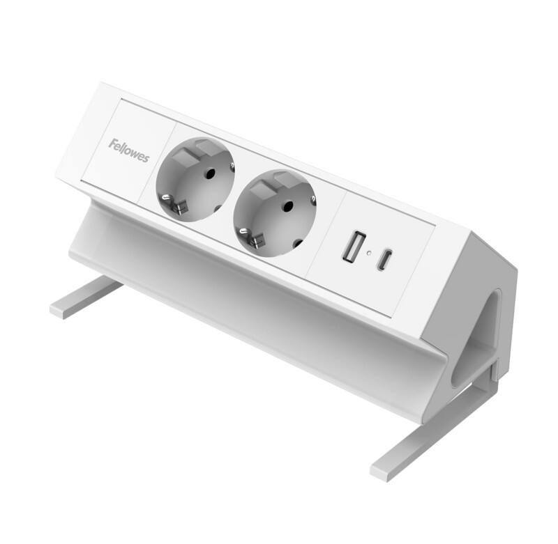 Fellowes Stekkerdoos voor bureau USB-A & USB-C 2-way 2 m Wit
