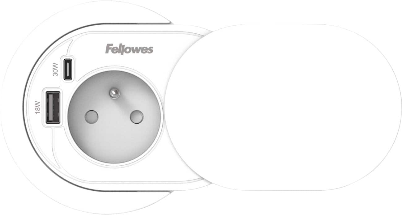 Fellowes Stekkerdoos USB-A & USB-C 1-way 2 m Wit