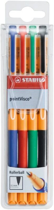 STABILO pointVisco 1099/4 Rollerballpen Kleurenassortiment Medium Rollerball 4 Stuks