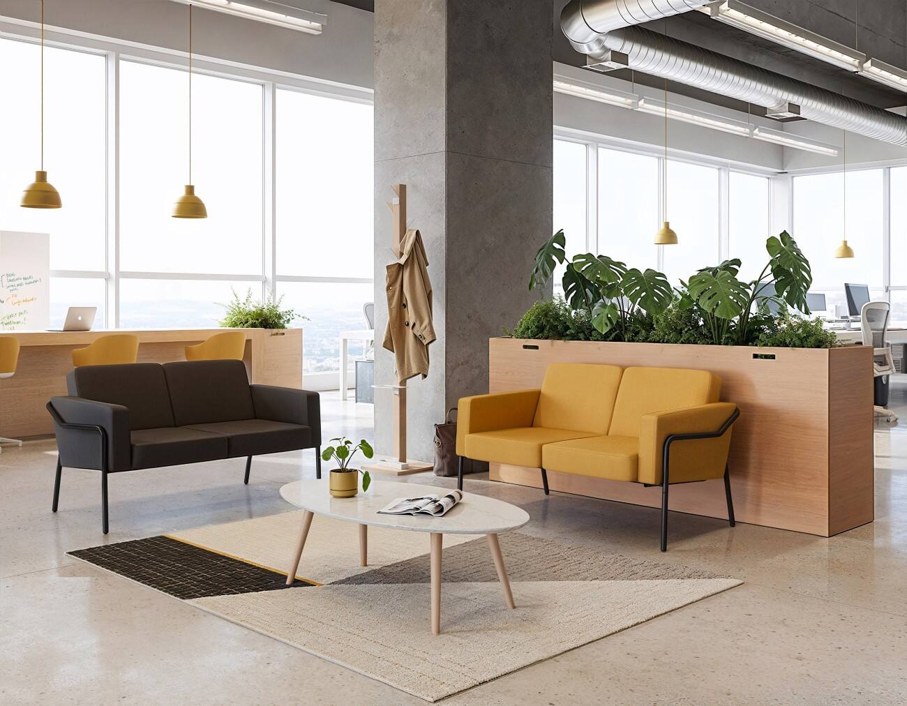 Medso Classic Tweezitsbank 2-zits 125 x 747 x 74 mm Geel Buitengebruik