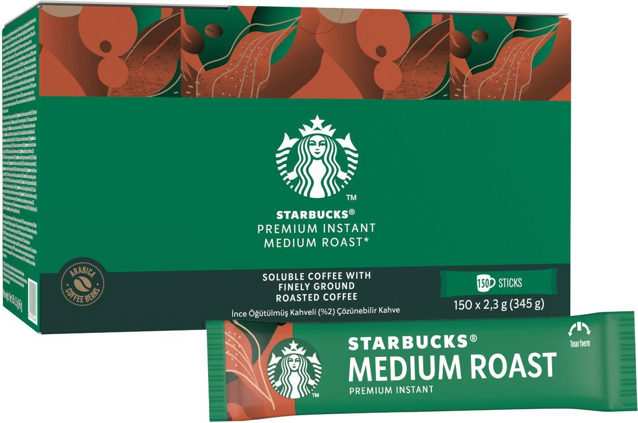 Starbucks Koffiesticks Zakjes Oplos 100% Arabica-koffie Medium 150 Stuks
