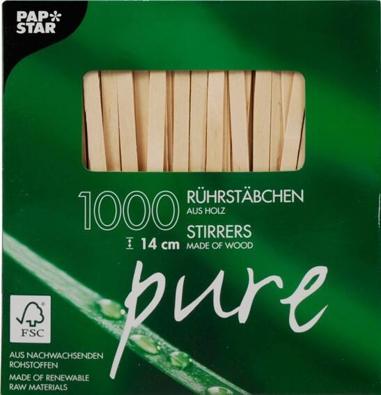 PAPSTAR Roerstaafjes Bruin 1000 Stuks