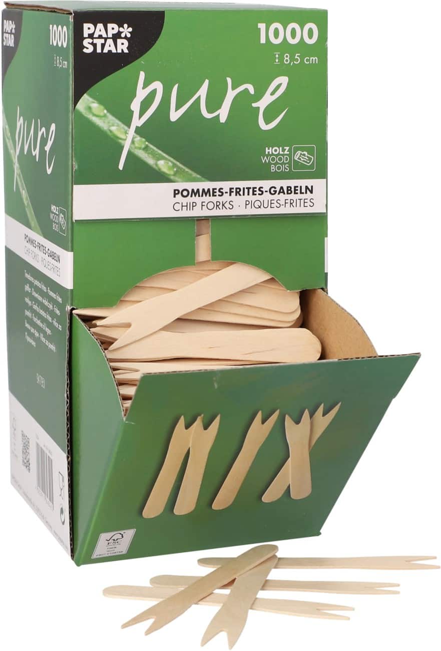 PAPSTAR Friet Vork Hout Bruin 1000 Stuks