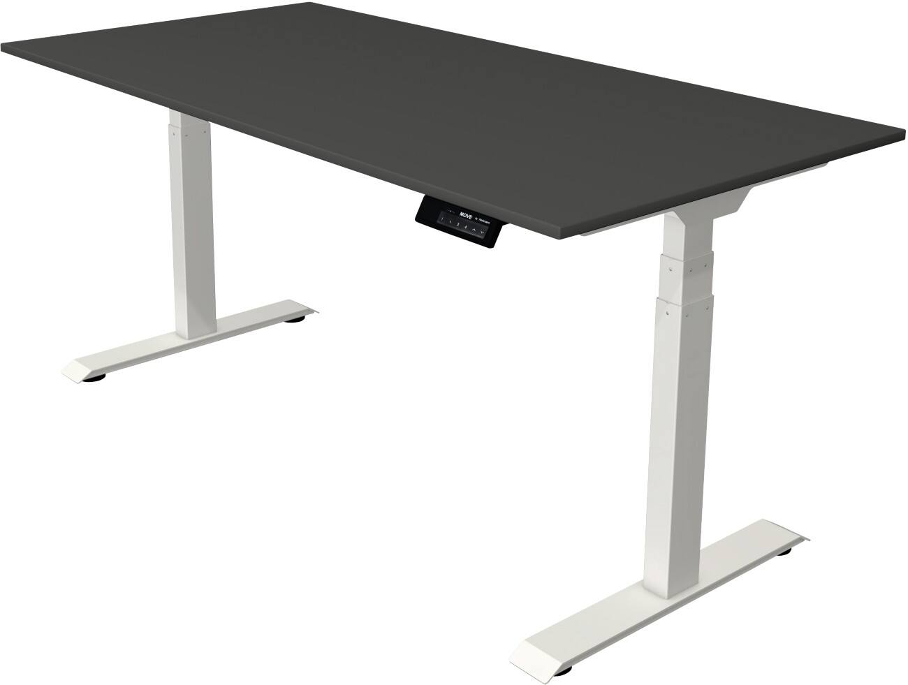 Kerkmann Elektrisch hoogteverstelbaar Zit-sta-bureau Rechthoekig T-voet 1,600(B) x 800 (D) x 1,270 (H) mm Melamine, Spaanplaat, Staal