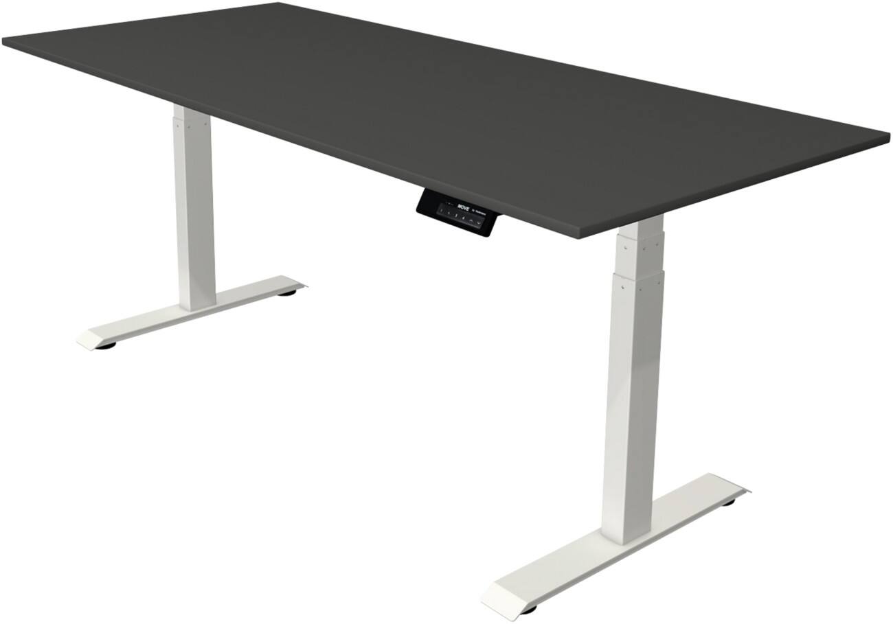 Kerkmann Elektrisch hoogteverstelbaar Zit-sta-bureau Rechthoekig T-voet 1,800(B) x 800 (D) x 1,270 (H) mm Melamine, Spaanplaat, Staal