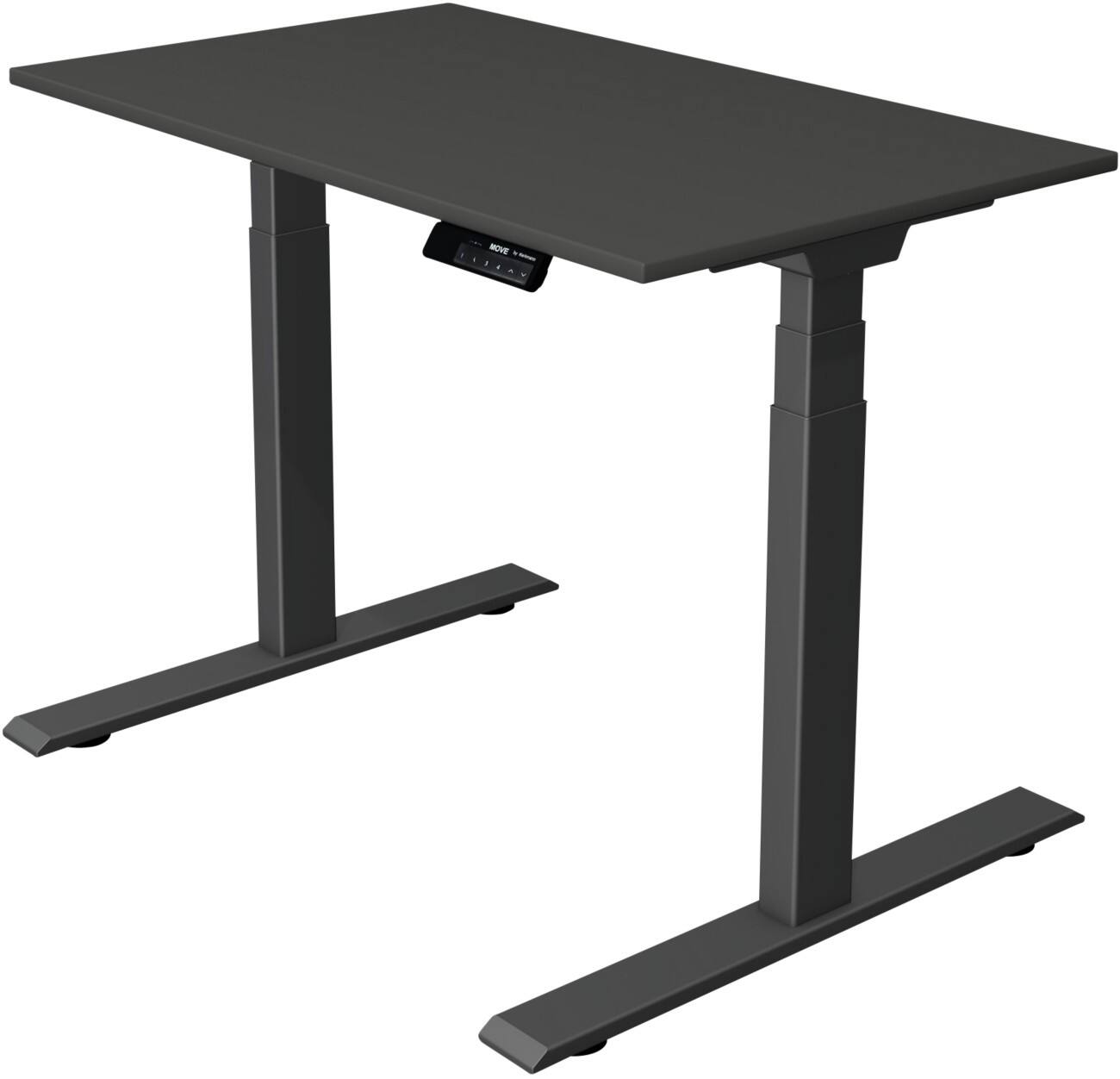 Kerkmann Elektrisch hoogteverstelbaar Zit-sta-bureau Rechthoekig T-voet 1,000(B) x 600 (D) x 1,270 (H) mm Melamine, Spaanplaat, Staal