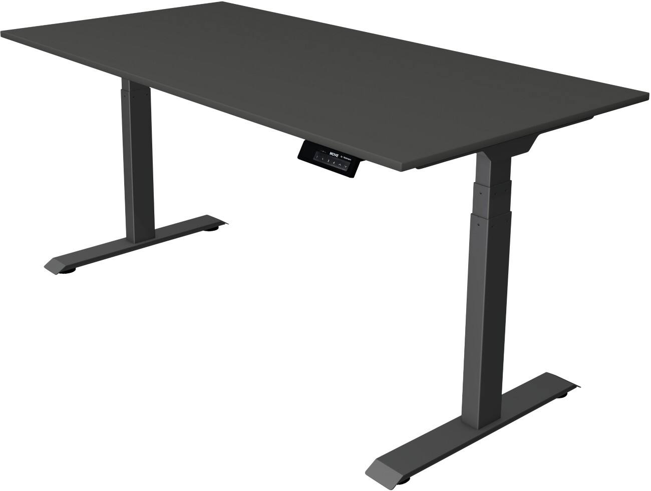 Kerkmann Elektrisch hoogteverstelbaar Zit-sta-bureau Rechthoekig T-voet 1,600(B) x 800 (D) x 1,270 (H) mm Melamine, Spaanplaat, Staal