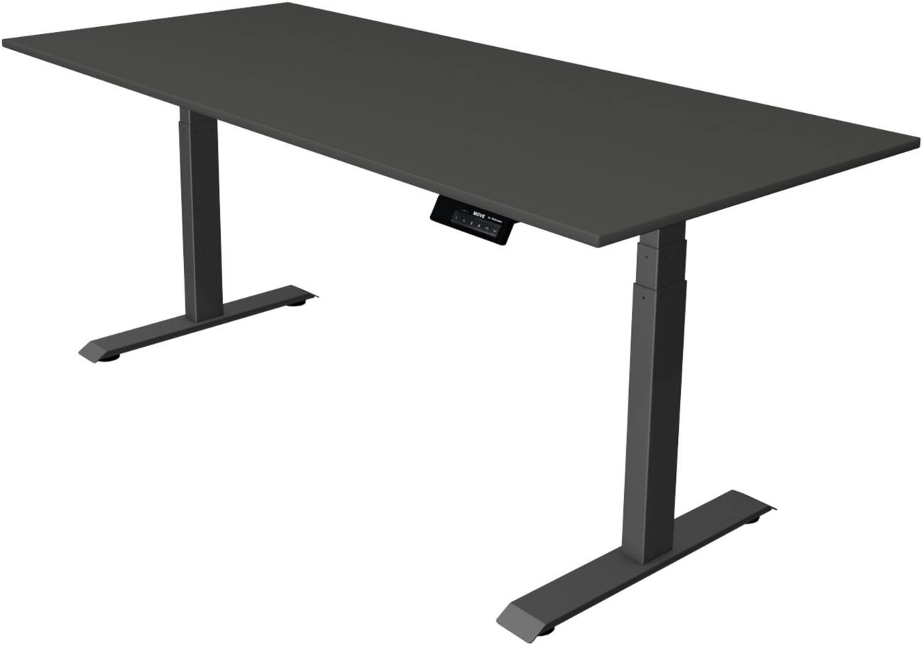 Kerkmann Elektrisch hoogteverstelbaar Zit-sta-bureau Rechthoekig T-voet 1,800(B) x 800 (D) x 1,270 (H) mm Melamine, Spaanplaat, Staal