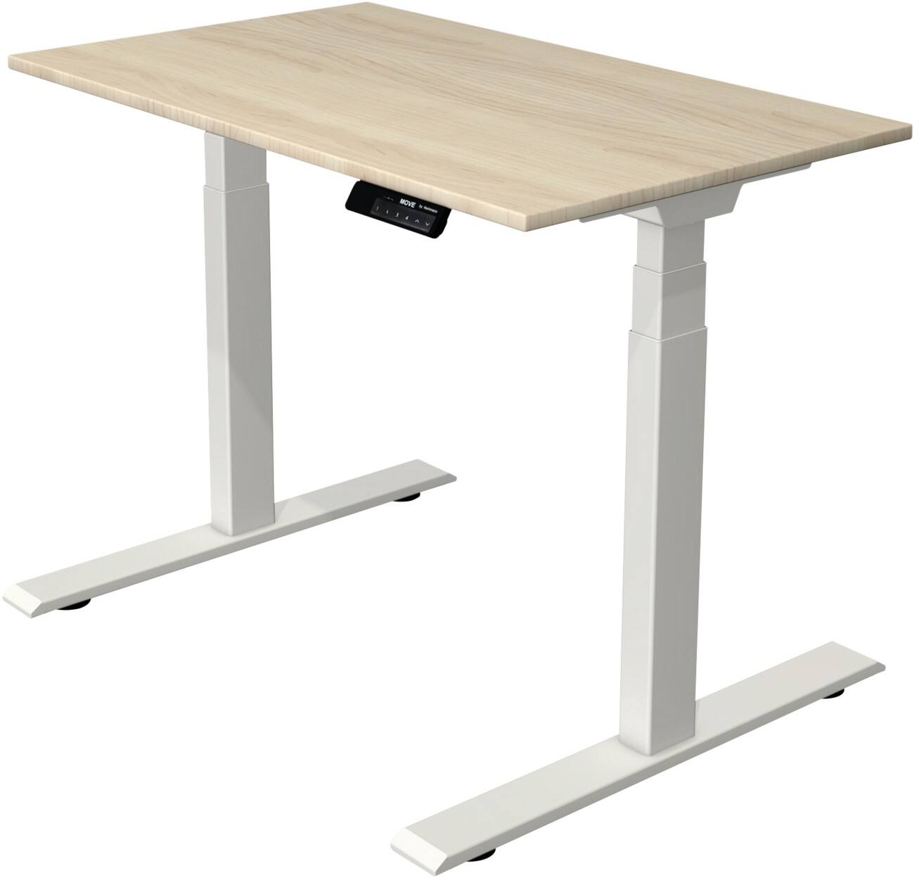 Kerkmann Elektrisch hoogteverstelbaar Zit-sta-bureau Rechthoekig T-voet 1,000(B) x 600 (D) x 1,270 (H) mm Melamine, Spaanplaat, Staal