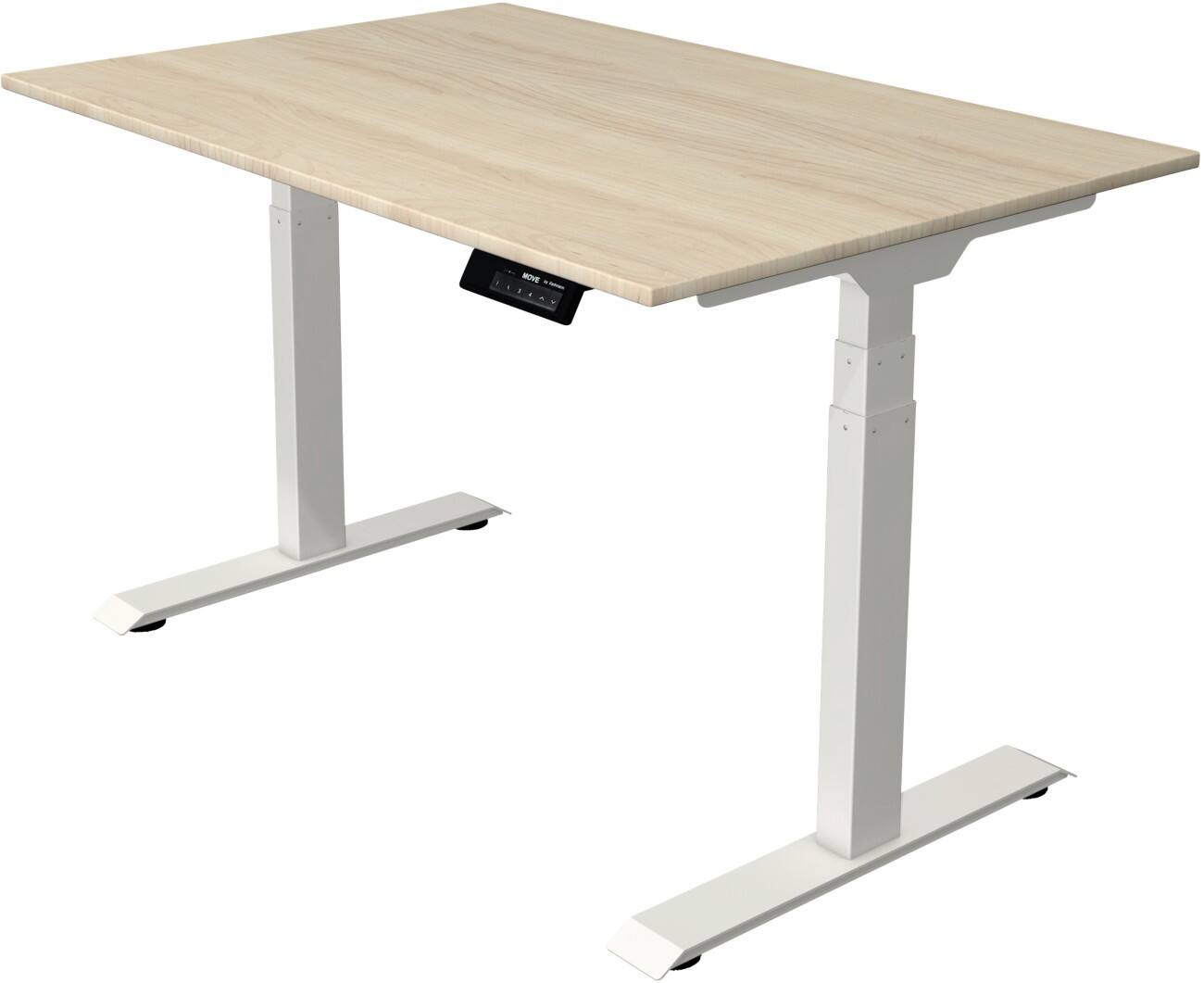 Kerkmann Elektrisch hoogteverstelbaar Zit-sta-bureau Rechthoekig T-voet 1,200(B) x 800 (D) x 1,270 (H) mm Melamine, Spaanplaat, Staal