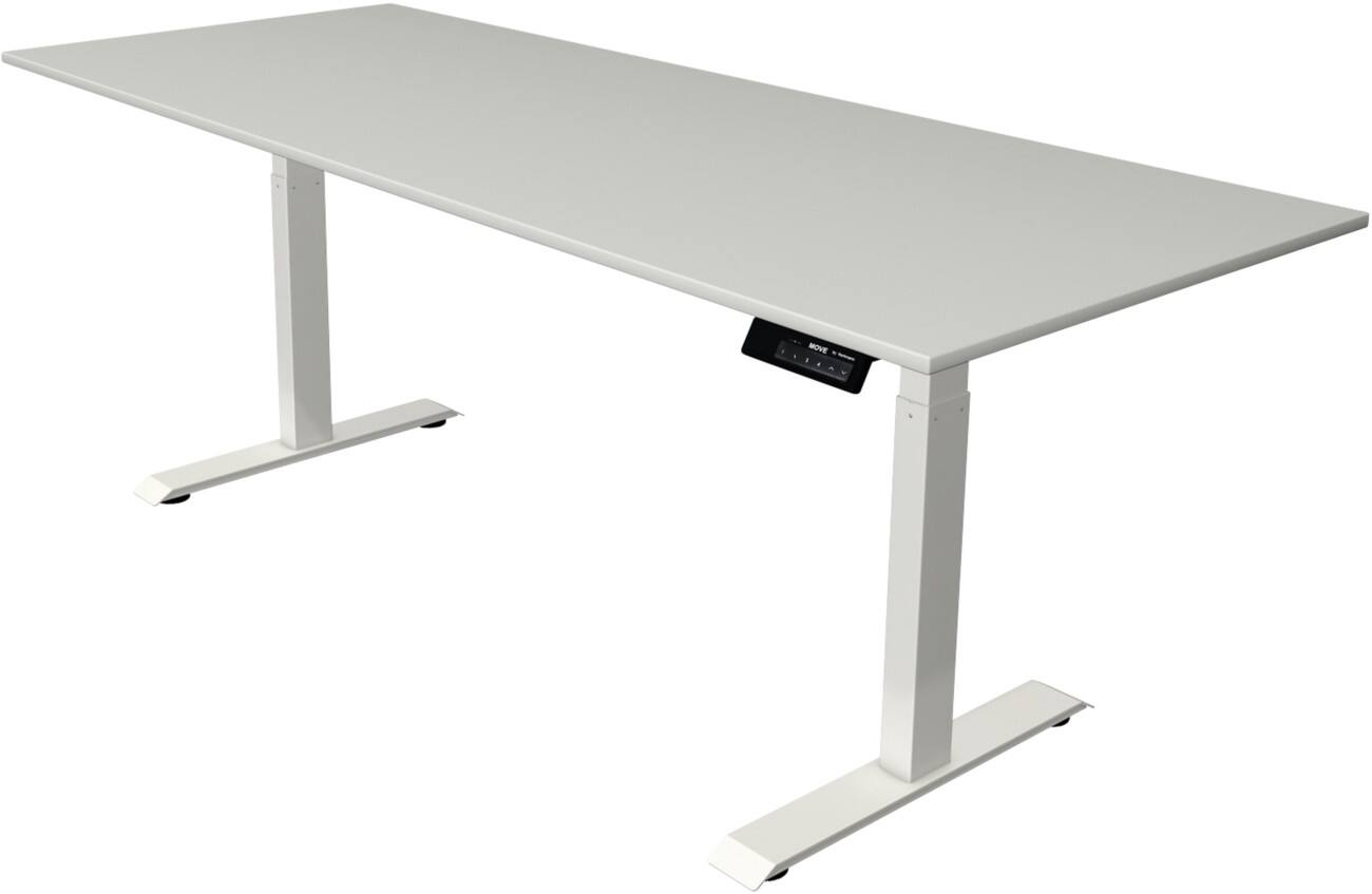 Kerkmann Elektrisch hoogteverstelbaar Zit-sta-bureau Rechthoekig T-voet 2,000(B) x 800 (D) x 1,270 (H) mm Melamine, Spaanplaat, Staal