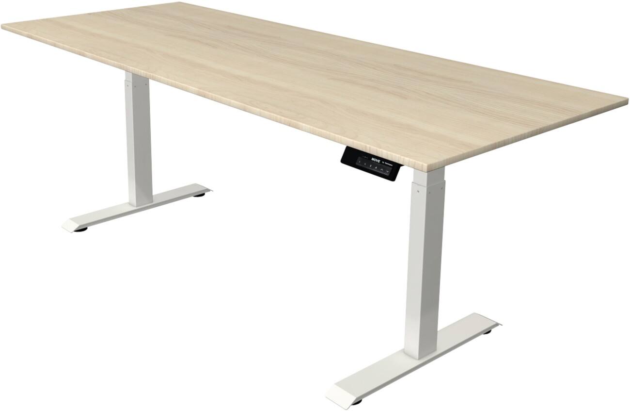 Kerkmann Elektrisch hoogteverstelbaar Zit-sta-bureau Rechthoekig T-voet 2,000(B) x 800 (D) x 1,270 (H) mm Melamine, Spaanplaat, Staal