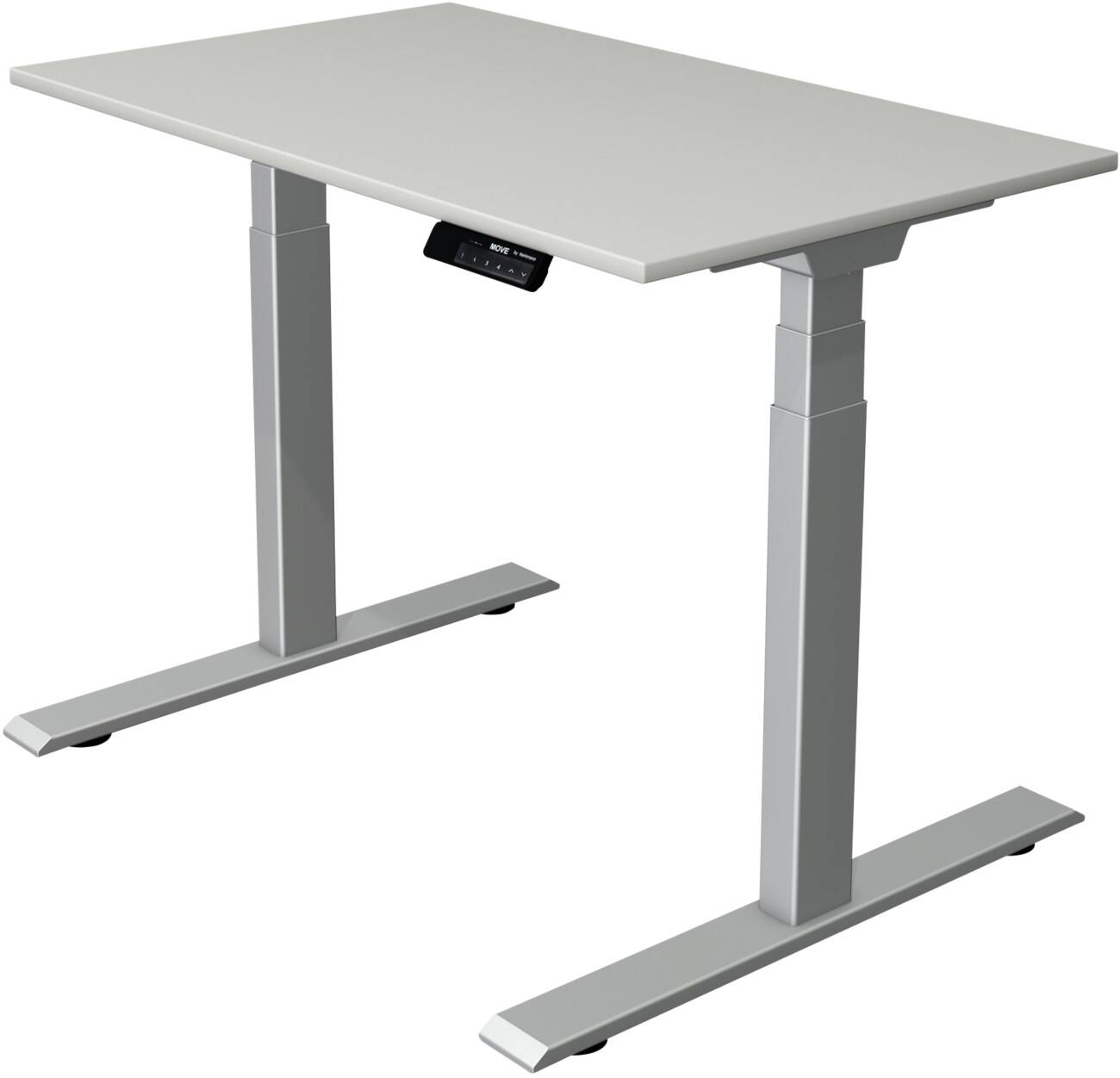 Kerkmann Elektrisch hoogteverstelbaar Zit-sta-bureau Rechthoekig T-voet 1,000(B) x 600 (D) x 1,270 (H) mm Melamine, Spaanplaat, Staal