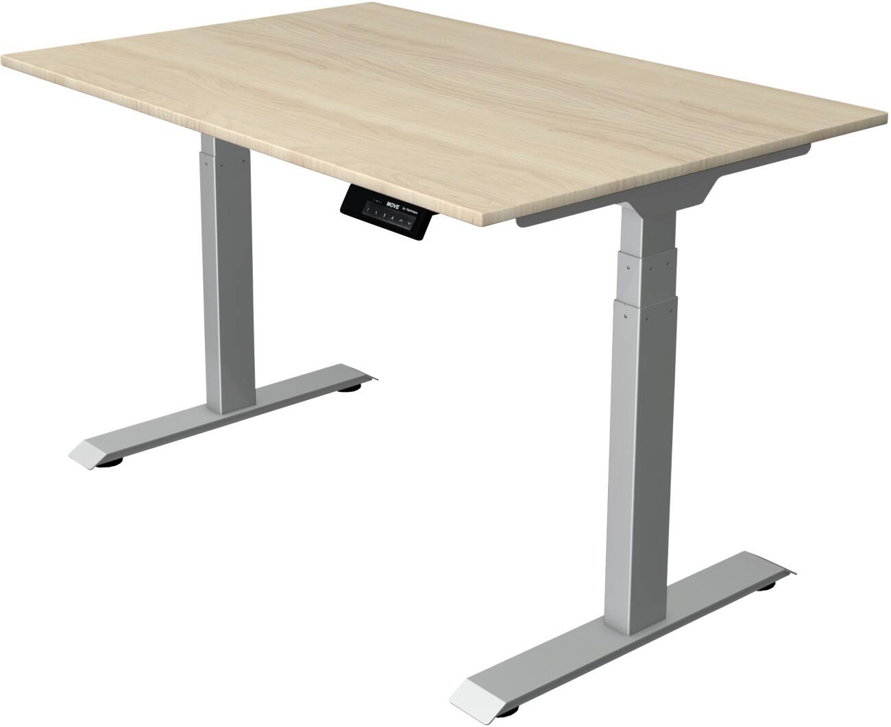 Kerkmann Elektrisch hoogteverstelbaar Zit-sta-bureau Rechthoekig T-voet 1,200(B) x 800 (D) x 1,270 (H) mm Melamine, Spaanplaat, Staal