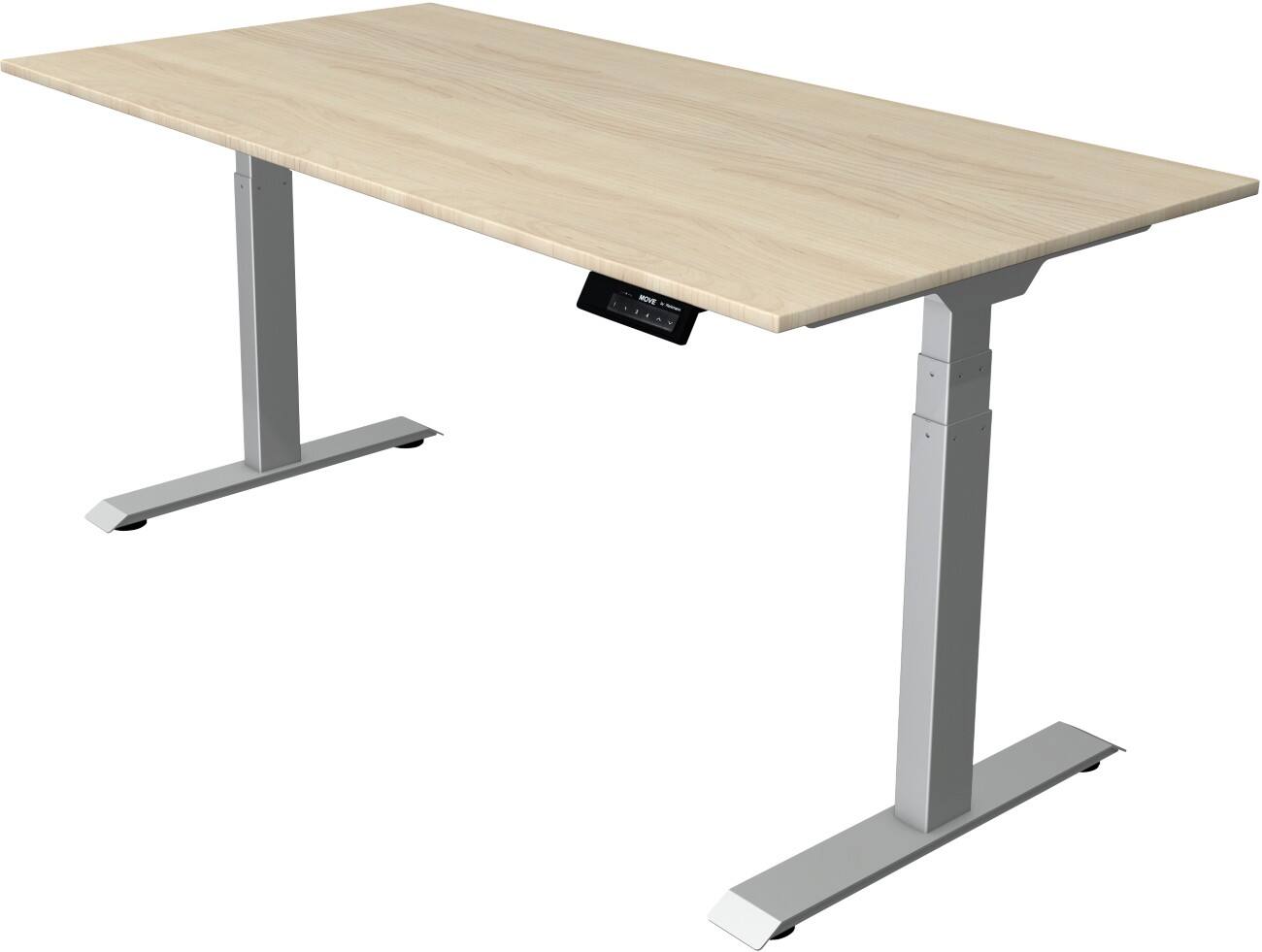 Kerkmann Elektrisch hoogteverstelbaar Zit-sta-bureau Rechthoekig T-voet 1,600(B) x 800 (D) x 1,270 (H) mm Melamine, Spaanplaat, Staal