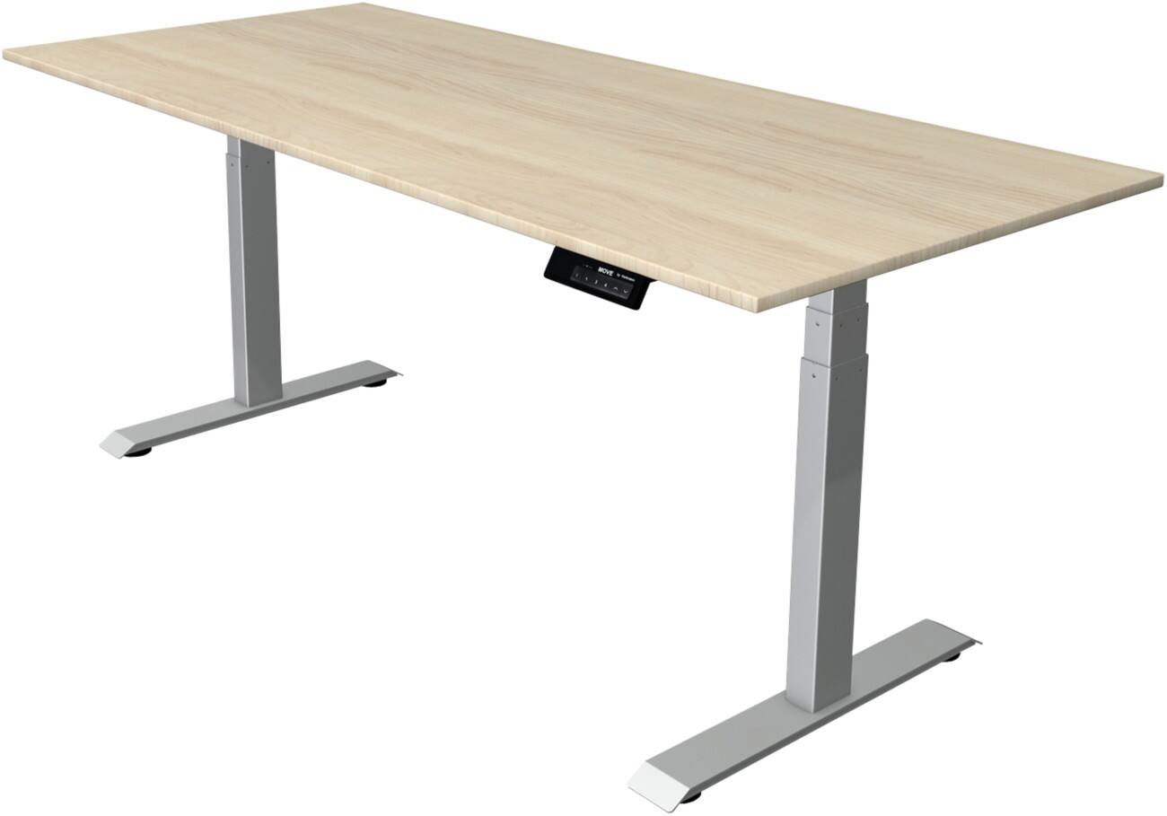 Kerkmann Elektrisch hoogteverstelbaar Zit-sta-bureau Rechthoekig T-voet 1,800(B) x 800 (D) x 1,270 (H) mm Melamine, Spaanplaat, Staal