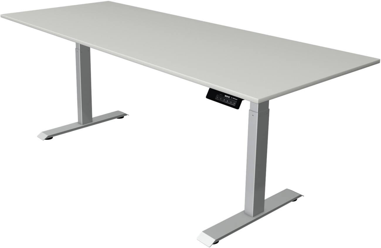 Kerkmann Elektrisch hoogteverstelbaar Zit-sta-bureau Rechthoekig T-voet 2,000(B) x 800 (D) x 1,270 (H) mm Melamine, Spaanplaat, Staal