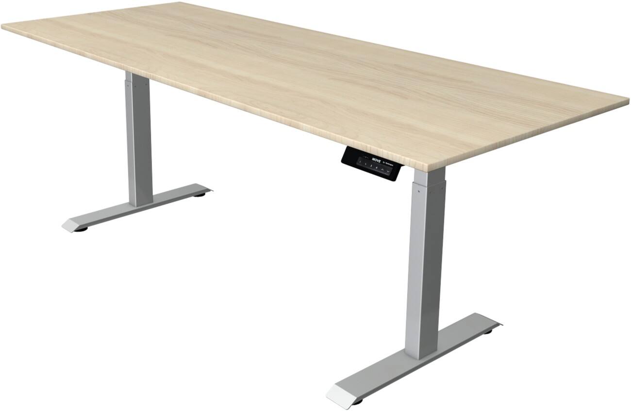 Kerkmann Elektrisch hoogteverstelbaar Zit-sta-bureau Rechthoekig T-voet 2,000(B) x 800 (D) x 1,270 (H) mm Melamine, Spaanplaat, Staal
