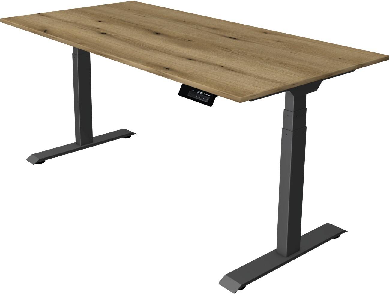 Kerkmann Elektrisch hoogteverstelbaar Zit-sta-bureau Rechthoekig T-voet 1,600(B) x 800 (D) x 1,270 (H) mm Melamine, Spaanplaat, Staal