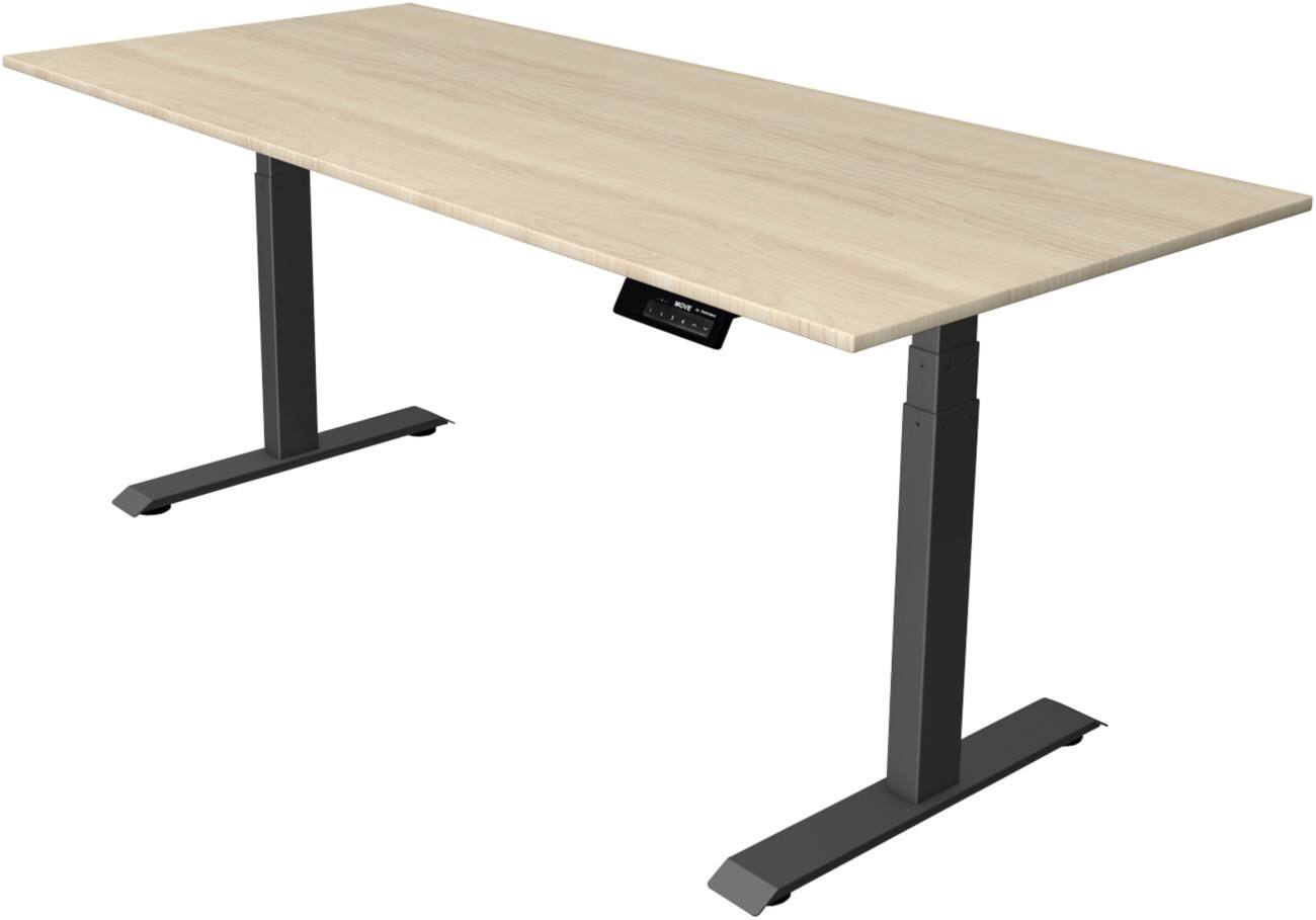 Kerkmann Elektrisch hoogteverstelbaar Zit-sta-bureau Rechthoekig T-voet 1,800(B) x 800 (D) x 1,270 (H) mm Melamine, Spaanplaat, Staal